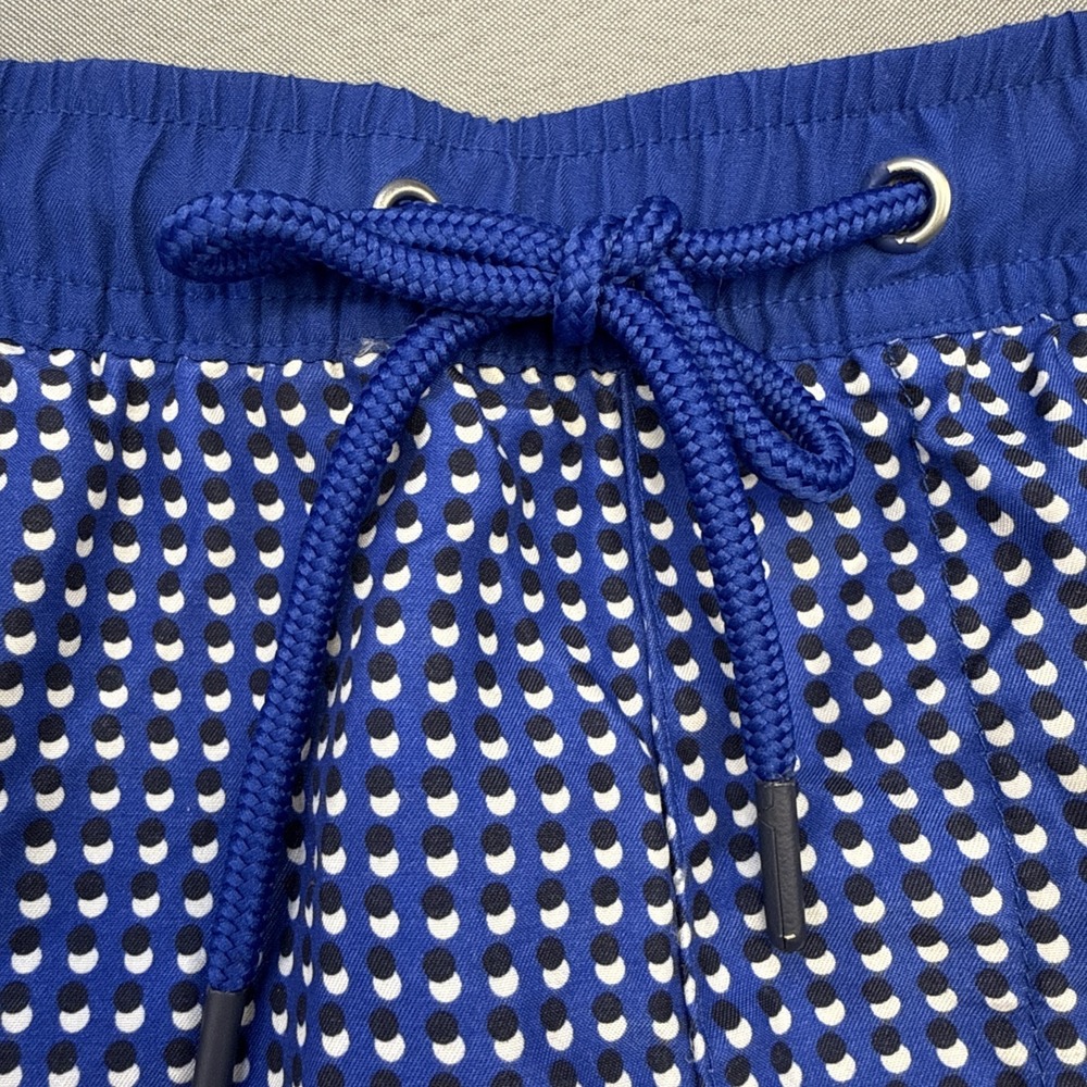 Michael Kors Men's Size Large Lined Drawstring Swim Trunks Blue w/ Polka Dots